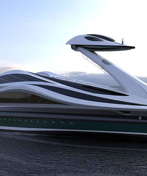 pierpaolo lazzarini designs a swan shaped mega yacht complete with detachable head